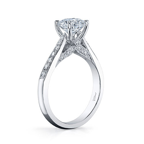 Coast Diamond 14k White Gold 0.26ct Diamond Semi-Mount Milgrain Engagement Ring