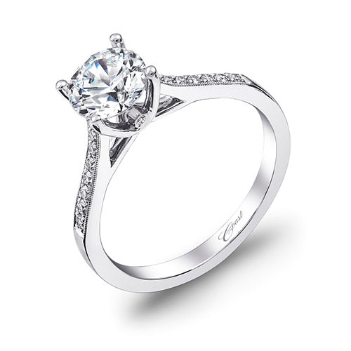Coast Diamond 14k White Gold 0.12ct Diamond Semi-Mount Fine Pave Milgrain Engagement Ring