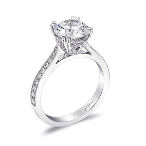 Coast Diamond 14k White Gold 0.25ct Diamond Semi-Mount Fine Pave Milgrain Engagement Ring