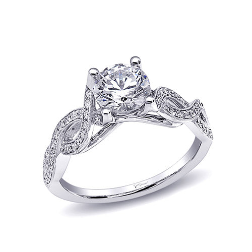 Coast Diamond 14k White Gold 0.27ct Diamond Semi-Mount Fine Pave Milgrain Engagement Ring