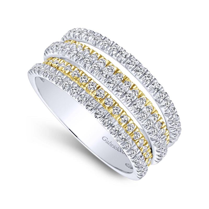 Gabriel & Co. 14k Two Tone Gold Lusso Diamond Ring