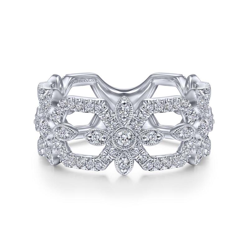 Gabriel & Co. 14k White Gold Art Moderne Diamond Ring