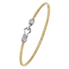 Charles Garnier Sterling Silver 2mm Mesh Bangle with CZ 2 Tone 18K Yellow Gold and Rhodium Finish