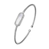 Charles Garnier Sterling Silver 2mm Mesh Cuff with White Mother of Pearl (Paperclip Shape 17X5mm) and CZ