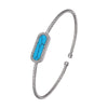 Charles Garnier Sterling Silver 2mm Mesh Cuff with Synthetic Turquoise (Paperclip Shape 17X5mm) and CZ