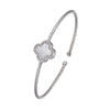 Charles Garnier Sterling Silver 2mm Mesh Cuff with White Mother of Pearl (Clover Shape 11X11mm) and CZ