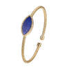 Charles Garnier Sterling Silver 3mm Mesh Cuff with Lapis Lazuli (Marquise Shape 2X9mm) and CZ Circumference 6.75'' 18K Yellow Gold Finish
