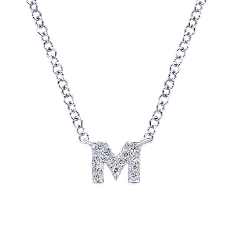 Gabriel & Co. 14k White Gold Lusso Diamond Initial Necklace