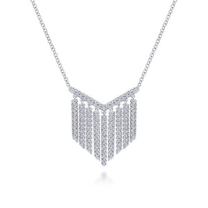 Gabriel & Co. 14k White Gold Art Moderne Diamond Bar Necklace