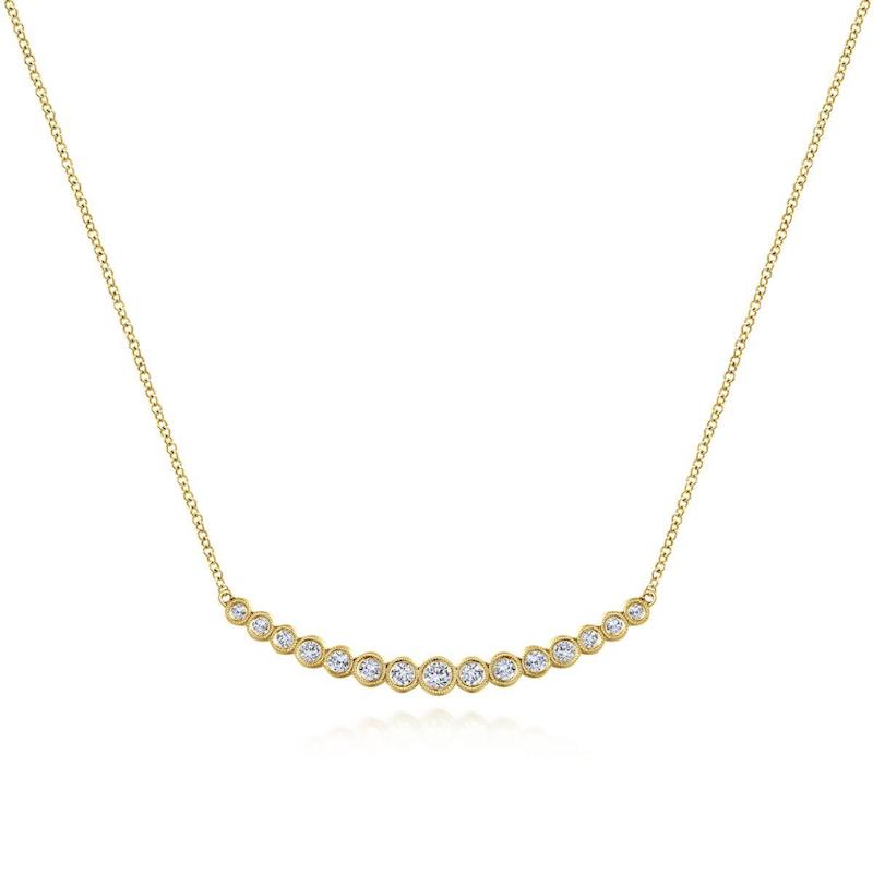 Gabriel & Co. 14k Yellow Gold Lusso Diamond Bar Necklace