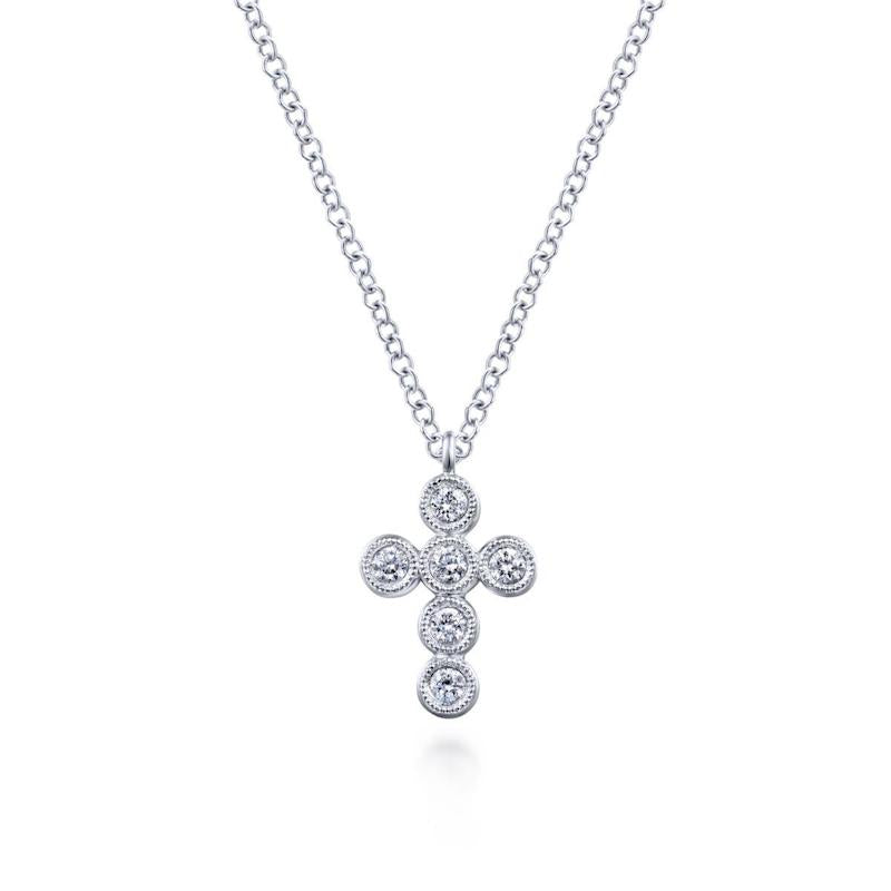 Gabriel & Co. 14k White Gold Faith Diamond Religious Cross Necklace