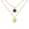 Gabriel & Co. 14k Yellow Gold Color Solitaire Gemstone & Diamond Necklace