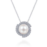 Gabriel & Co. 14k White Gold Grace Pearl & Diamond Necklace