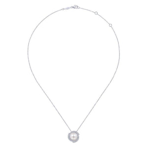 Gabriel & Co. 14k White Gold Grace Pearl & Diamond Necklace