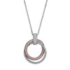 Charles Garnier Sterling Silver Necklace with Mesh and CZ 17''+2'' 2 Tone