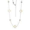 Charles Garnier Sterling Silver Necklace made with Rolo Chain and  CZ Rondelle Clover Stations Measures 17'' Long