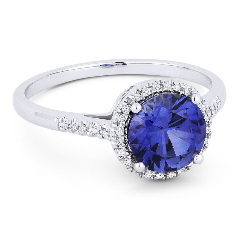 Madison L 14k White Gold Created Sapphire & Diamond Ring