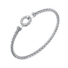 Charles Garnier Sterling Silver 3mm Mesh Bangle with CZ Rhodium Finish