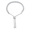 Charles Garnier Sterling Silver Bolo Bracelet with Double Row of Tennis CZ Rhodium Finish