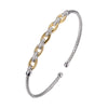 Charles Garnier Sterling Silver 2mm Mesh Cuff with CZ 2 Tone Rhodium and 18K Yellow Gold Finish