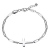 Charles Garnier Sterling Silver Bracelet made with Paperclip Chain (3mm) and Cross in Center