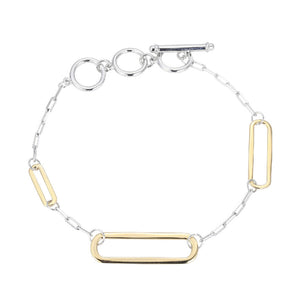 Charles Garnier Sterling Silver Bracelet made with Paperclip Chain (2mm) and 3 Paperclip Stations