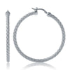 Charles Garnier Sterling Silver 3mm Mesh Earrings Round approximate 45mm Rhodium Finish