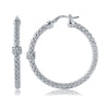 Charles Garnier Sterling Silver 3mm Mesh Earrings with CZ Round approximate 35mm Rhodium Finish