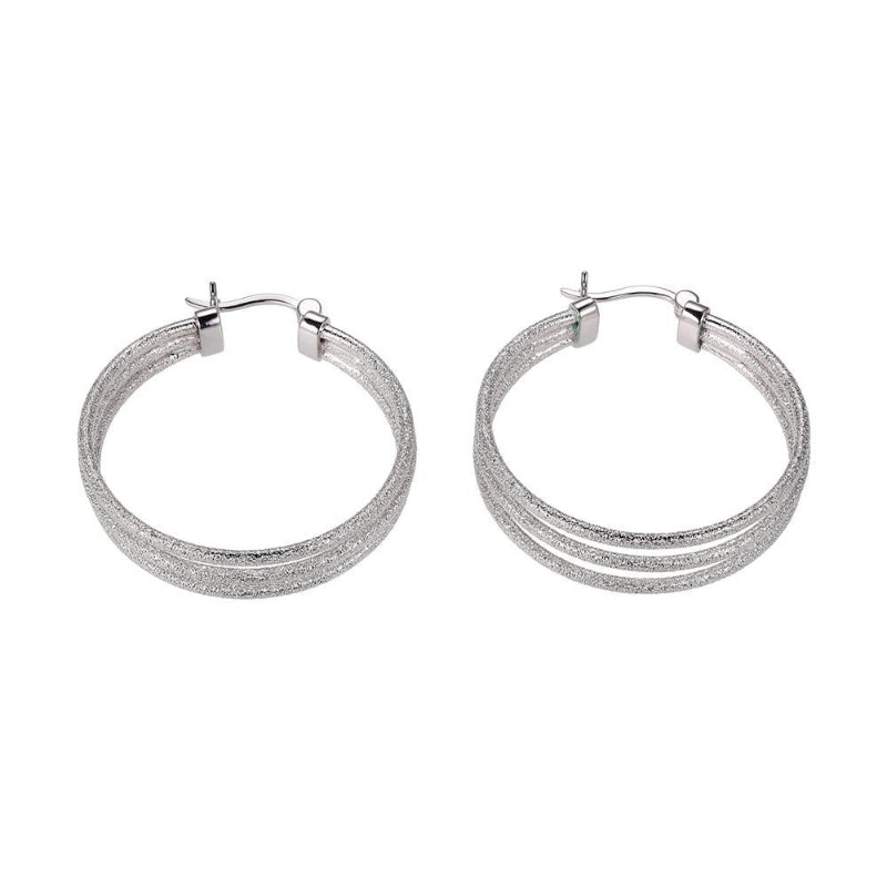 Charles Garnier Sterling Silver Hoop Earrings Round approximate 35mm Rhodium Finish