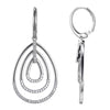 Charles Garnier Sterling Silver Dangling CZ Earrings Concentric Pear Shape Lever Back