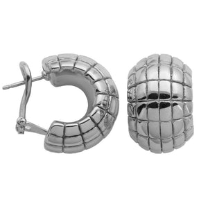 Charles Garnier Sterling Silver Electroform Earrings approximate 21x13mm with Omega Back Rhodium Finish