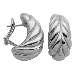 Charles Garnier Sterling Silver Electroform Earrings approximate 24x12mm with Omega Back Rhodium Finish