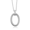 Charles Garnier Sterling Silver Mesh Necklace with CZ  17''+2'' Rhodium Finish