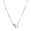 Charles Garnier Sterling Silver Necklace made with Paperclip Chain (3mm) and 2 CZ Circles in Center