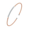 Charles Garnier Sterling Silver 2mm Mesh Cuff with CZ 2 Tone Rose Gold and Rhodium Finish