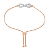Charles Garnier Sterling Silver Bolo Bracelet with CZ 2 Tone Rose Gold and Rhodium Finish