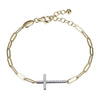 Charles Garnier Sterling Silver Bracelet made with Paperclip Chain (3mm) and CZ Cross in Center