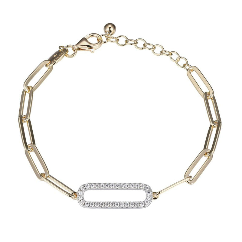 Charles Garnier Sterling Silver Bracelet Made With Paperclip Chain (5mm) And CZ Link In Center