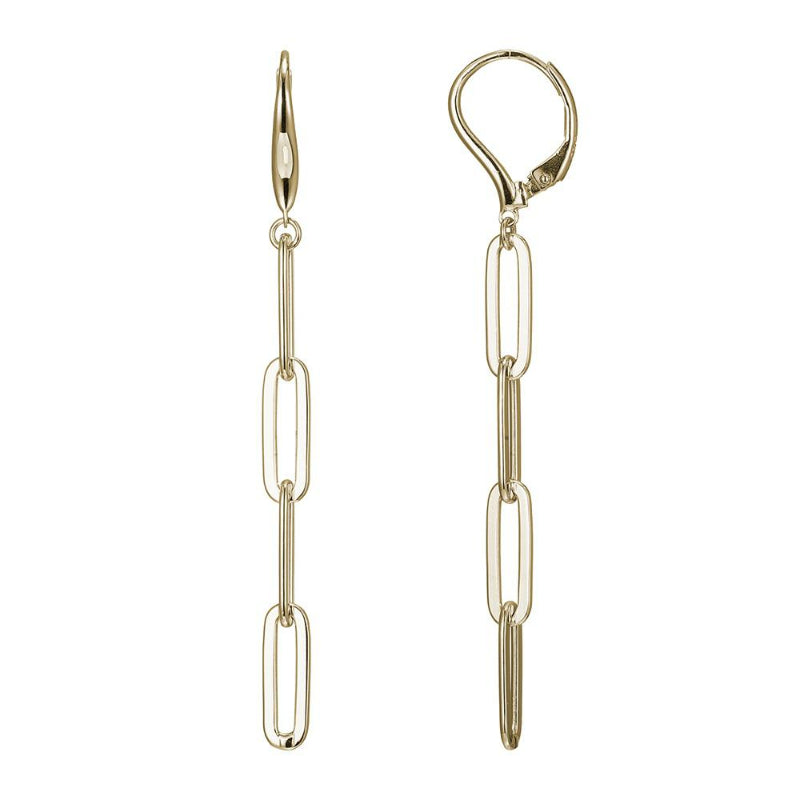 Charles Garnier Sterling Silver Earrings made with Paperclip Chain (5mm) Lever Back 18K Yellow Gold Finish