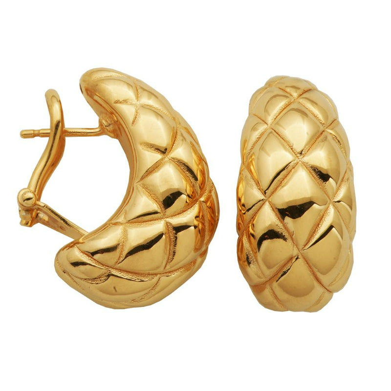 Charles Garnier Sterling Silver Electroform Earrings approximate 24x12mm with Omega Back 18K Yellow Gold Finish