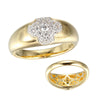 Charles Garnier Sterling Silver Ring with CZ Clover 2 Tone 18K Yellow Gold and Rhodium Finish