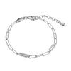 Charles Garnier Sterling Silver Bracelet made with Diamond Cut Paperclip Chain (3mm) and 3 CZ Link (1x3mm) Stations
