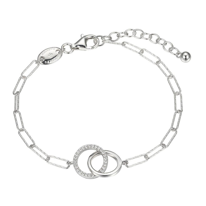 Charles Garnier Sterling Silver Bracelet made with Diamond Cut Paperclip Chain (3mm) and 2 Circles in Center