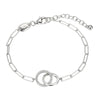 Charles Garnier Sterling Silver Bracelet made with Diamond Cut Paperclip Chain (3mm) and 2 Circles in Center