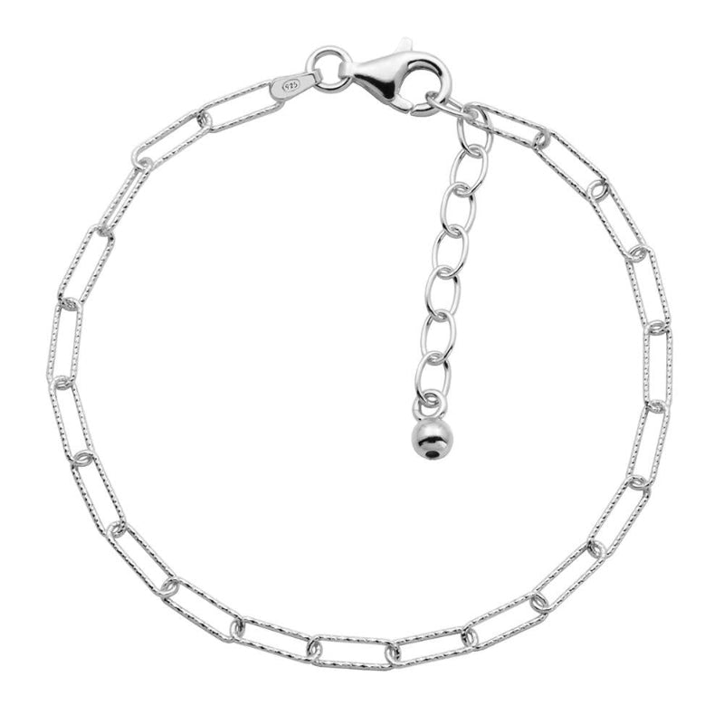 Charles Garnier Sterling Silver Bracelet made with Diamond Cut Paperclip Chain (3mm)
