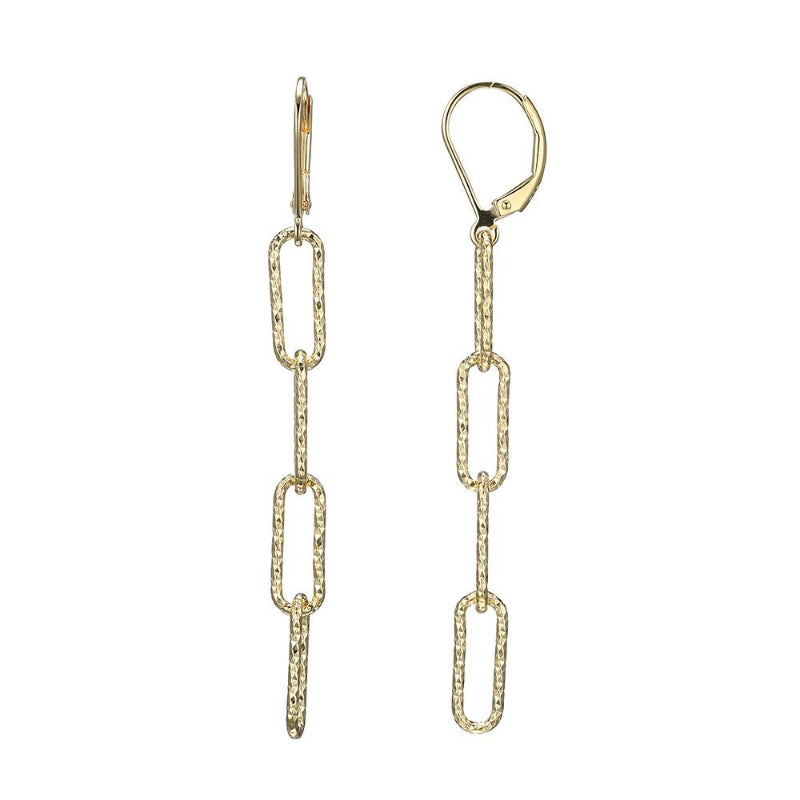 Charles Garnier Sterling Silver Earrings made with Diamond Cut Paperclip Chain (5mm) Lever Back 18K Yellow Gold Finish