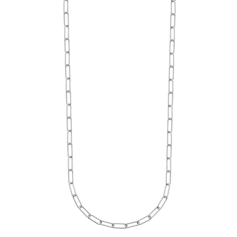 Charles Garnier Sterling Silver Necklace made with Diamond Cut Paperclip Chain (3mm) Measures 24'' Long Rhodium Finish