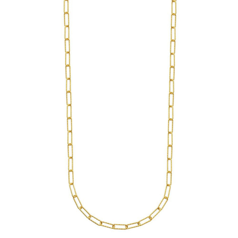 Charles Garnier Sterling Silver Necklace made with Diamond Cut Paperclip Chain (3mm) Measures 24'' Long 18K Yellow Gold Finish