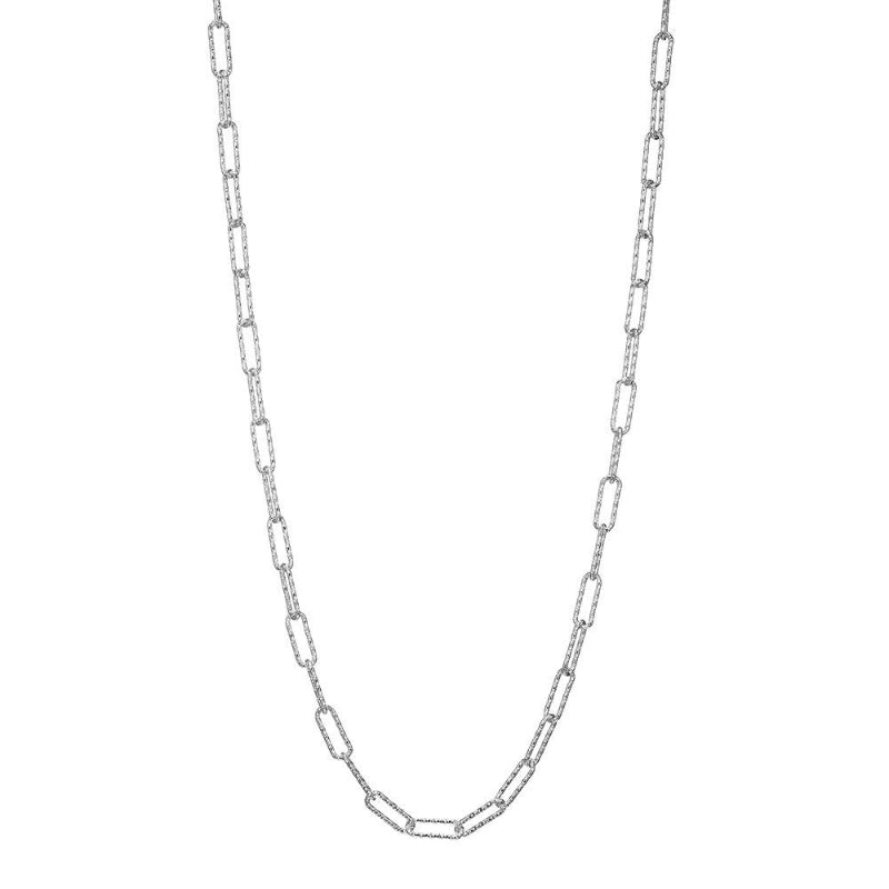 Charles Garnier Sterling Silver Necklace made with Diamond Cut Paperclip Chain (5mm) Measures 3'' Long Rhodium Finish