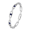 Charles Garnier Sterling Silver Hinged Paperclip Bangle with Lab-Created Blue Sapphire (3pcs Square Shape 4X4mm) and Lab-Created White Sapphire